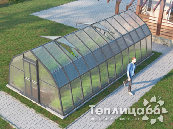 Теплица Рада Таймыр из поликарбоната, 3,5x8 метров, графитовая